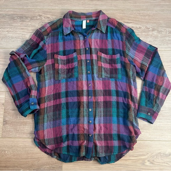 Pilcro Colorful Plaid Shirt size medium - Picture 2 of 7